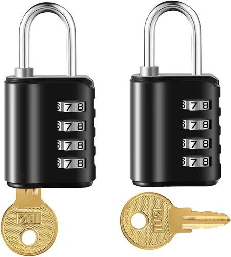 Vista 7 de Candado de combinación de 2 piezas, cerradura de contraseña de 4 dígitos con llave, 2 tipos de modo de desbloqueo, cerradura de puerta impermeable