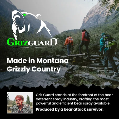 Vista 8 de UDAP Griz Guard Bear Pepper Spray disuasorio de autodefensa con funda para camping, senderismo, pesca, potente patrón de explosión, barrera