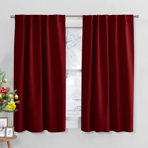 Vista 111 de PONY DANCE Cortinas cortas con aislamiento térmico para ventana pequeña, para guardería, baño, cocina, lavandería, caravana, sótano, 29 pulgadas