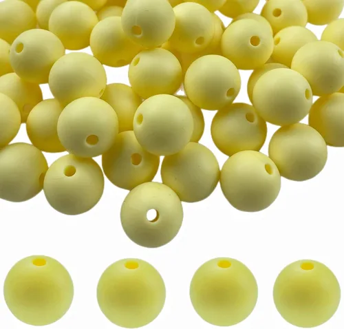 Vista 46 de Abalorios de silicona, 120 piezas de 6 mm abalorios redondos de silicona para hacer llaveros, pulseras, collares, aretes, joyas, manualidades DIY