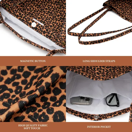 Vista 6 de Linda bolsa de pana para mujer, bolsas de hombro de lona para viajes y compras