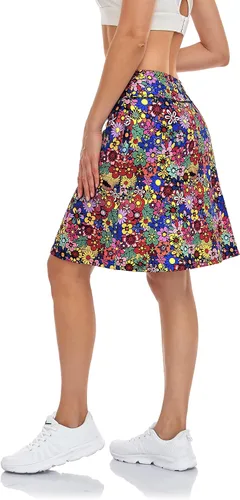 Vista 2 de BLEVONH Falda de golf para mujer de 20 pulgadas hasta la rodilla, faldas de tenis con cordón en la cintura con bolsillos