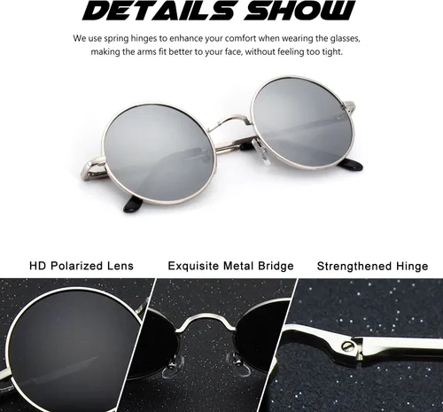 Vista 40 de CGID Gafas de sol unisex polarizadas redondas E01 Lennon