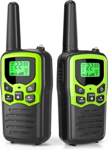 Vista 3 de MOICO Walkie Talkies de largo alcance para adultos con 22 canales FRS, Walkie Talkie familiar con linterna LED, pantalla LCD VOX para senderismo
