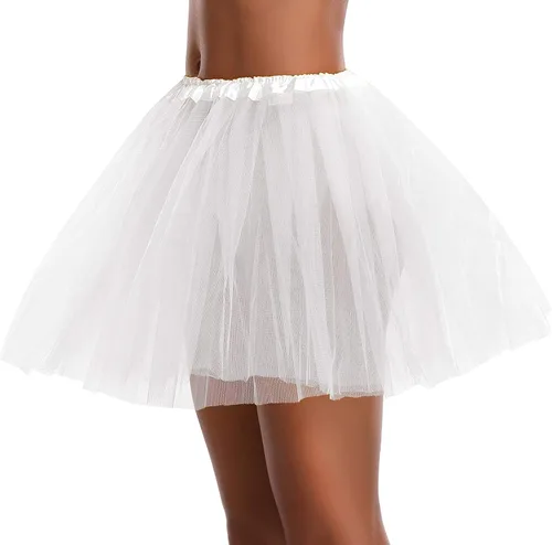 Vista 26 de Falda tutú de tul elástica clásica de 3, 4, 5 capas para mujer, adolescente, adulta Negro (3layer-Black)