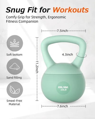 Vista 4 de Soft Kettlebell, Safe Strength Training Kettle bell, Cushioned Impact-Resistant Base and Anti-Slip Grip Weight, Kettlebells Set for Home Workouts