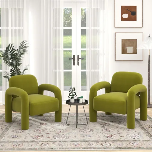 Vista 7 de Silla decorativa moderna, cómoda silla tapizada de terciopelo, acogedora silla individual de tocador, silla de barril copetudo, silla de lectura