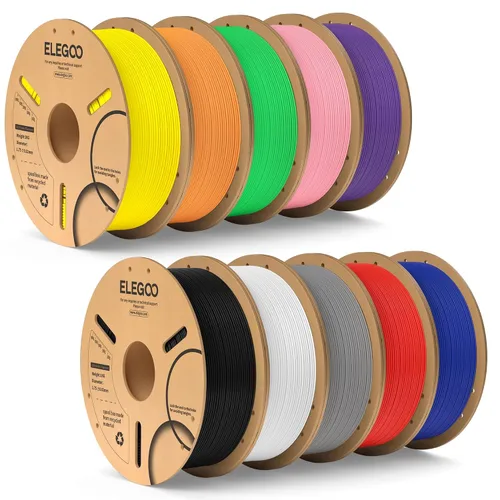 Vista 22 de ELEGOO Paquete de filamento PLA Plus negro 10KG, filamento para impresora 3D PLA+ resistente de 1.75mm precisión dimensional +/- 0.02mm, paquete
