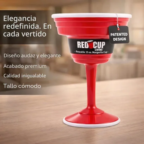 Vista 7 de Red Cup Living Vasos de margarita de plástico reutilizables con tallo de 15 onzas, tazas de cóctel inastillables, copas de fiesta duraderas
