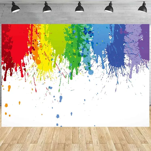 Vista 5 de Fondo de fiesta de salpicaduras de pintura colorida pintura arte fotografía fondo MEETSIOY pintura al óleo abstracta cabina de fotos accesorios