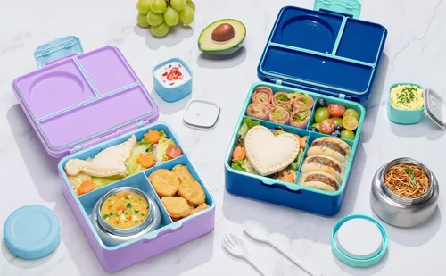 Vista 9 de Fimibuke Lonchera Bento para niños con tarro de comida, caja Bento a prueba de fugas con tarro de comida aislado de 8.5 onzas, bolsa de almuerzo