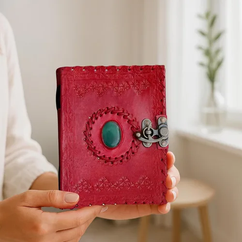 Vista 7 de Libro de Cuero de las Sombras Diario en Cuero Genuino encuadernado para mujeres y hombres, libro de hechizos cuaderno para viajar Cuaderno de Azul