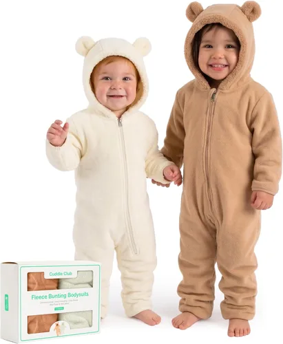 Vista 46 de Cuddle Club - Body de forro polar para bebé recién nacido hasta 5T – Pijamas de invierno chaqueta de abrigo abrigo para bebé Alien