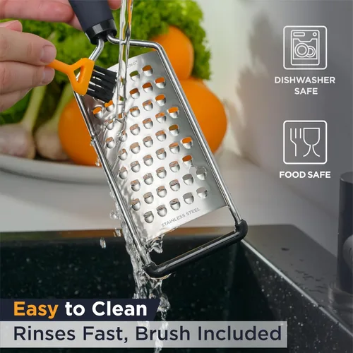 Vista 8 de Deiss PRO - Rallador grueso y rallador de queso de mano, cuchillas afiladas de acero inoxidable, mango antideslizante, rallador de queso pequeño
