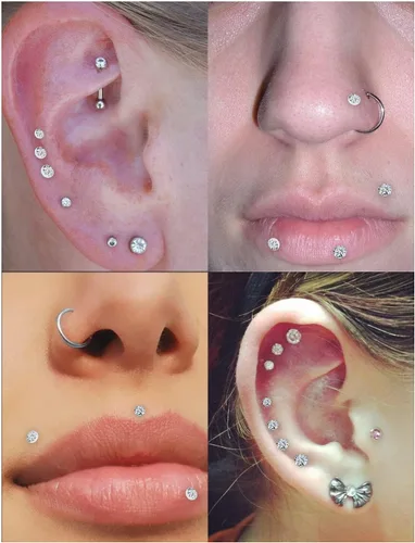 Vista 3 de Vsnnsns Anillos de labio de acero inoxidable 16G, joyería de labret Monroe, anillos de labios, cartílago de uñas, tragus, hélice, aretes de piercing