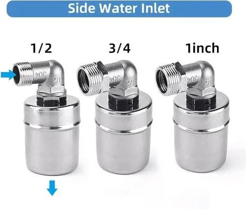 Vista 4 de Float Valve Automatic Water Level Control 1/2" 3/4" 1Inch 304 Stainless Steel Floating Installed Inside for Tower Tank(1",Side Water Inlet)