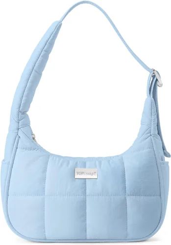 Vista 33 de TOPDesign Bolso de hombro acolchado para mujer, bolso de mano ultraligero con cremallera, correa ajustable