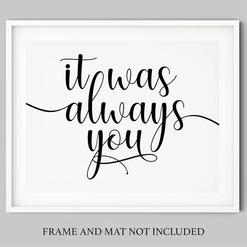 Vista 4 de Arte de pared con cita de amor en blanco y negro de 14 x 11 pulgadas, impresión sin marco, hace un regalo único por menos de $15 para los amantes
