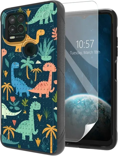 Vista 19 de Funda para Moto G Stylus 5G 2021 con protector de pantalla, a prueba de golpes, 2 en 1, parte trasera duradera de policarbonato duro texturizado