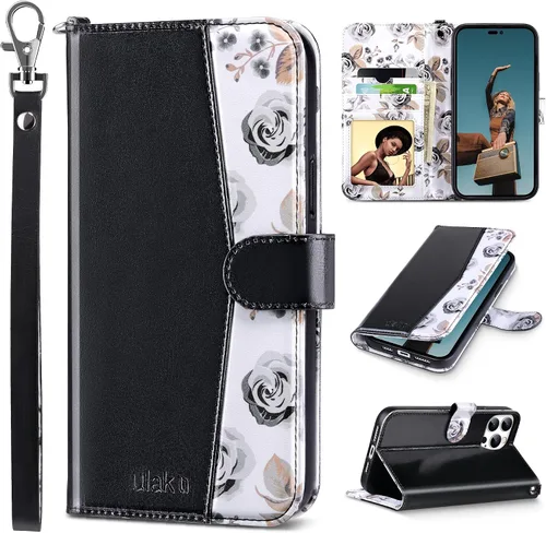 Vista 38 de ULAK Compatible con iPhone 14 Funda Cartera para Mujeres, Cubierta Plegable de Cuero PU Premium con Portador de Tarjetas, Función de Soporte Funda