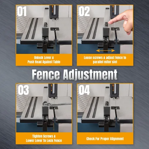 Vista 9 de POWERTEC BS900RF Rip Fence para sierra de cinta para madera POWERTEC BS900 con abrazadera ajustable. Para tamaño de mesa de trabajo 11-1 / 8 "a