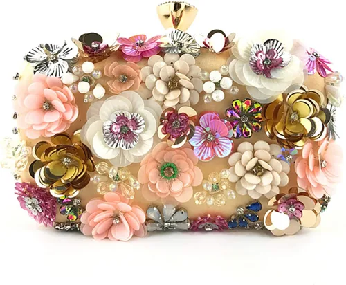Vista 12 de Bolso de mano con flores para mujer, con cadena, para la noche, bolso de hombro Negro