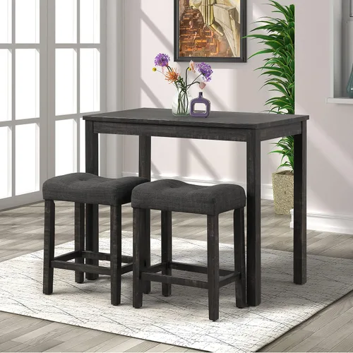Vista 2 de Roundhill Furniture Sora Taburetes de Altura de Mostrador Tipo Silla de Montar con Capitoné, Juego de 2, Gris