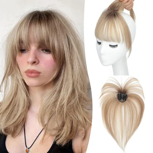 Vista 7 de Flequillo con Clip, Flequillo de Cabello con Clip, Flequillo Falso, Flequillo con Clip, Flequillo con Clip de Cabello Humano Real, Postizos Ombre