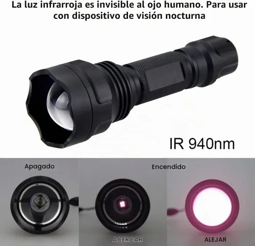 Vista 2 de Linterna LED del IR de 940nm, zoomable con el interruptor remoto