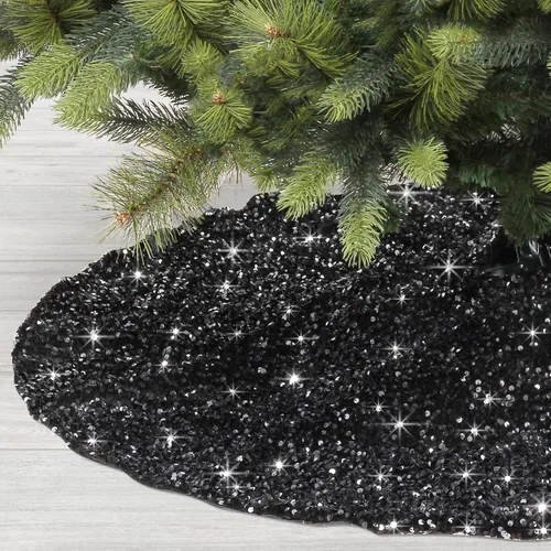 Vista 10 de SY Super Bang Falda de árbol navideña pequeña y mini, faldas de lentejuelas para decorar el árbol de Navidad y adornos, para decoración de fiesta