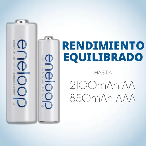 Vista 3 de Eneloop Panasonic BK-3MCCA4BA pilas recargables AA de 2100 ciclos Ni-MH, precargadas, paquete de 4