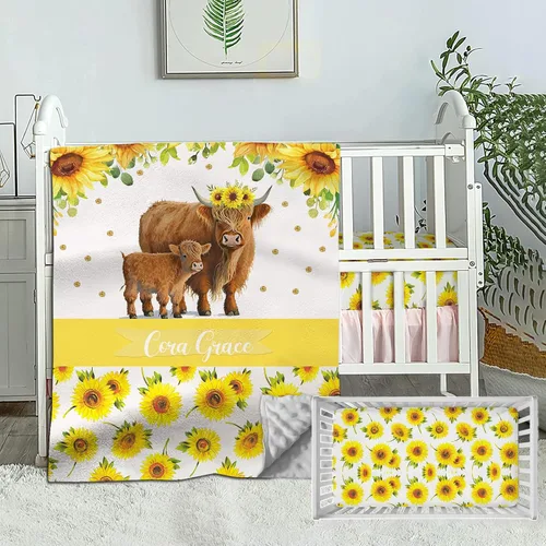 Vista 14 de Juego de ropa de cama personalizado para cuna de bebé, edredón de cuna con nombre personalizado, ropa de cama de ciervo con cuernos, juego de 2