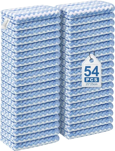 Vista 26 de JOYMOOP Paquete de 108 paños de limpieza de microfibra, toallas de cocina reutilizables de 10 x 10 pulgadas, trapos de limpieza sin pelusas, paños