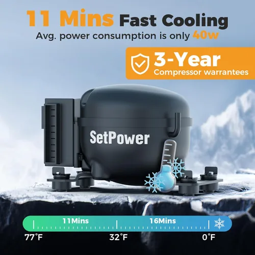 Vista 3 de Setpower Refrigerador AB15 de 12 voltios, enfriador eléctrico de 16 cuartos de galón (15 litros), refrigerador portátil para automóvil, refrigerador