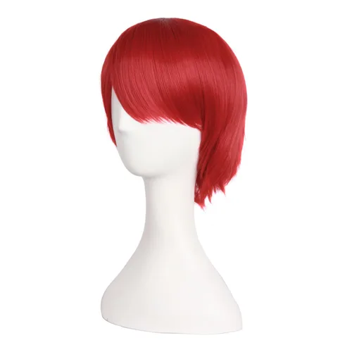 Vista 4 de MapofBeauty Peluca de fiesta de juego de rol de cosplay de cabello de 12"30cm (rojo)