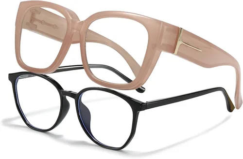 Vista 8 de LVIOE Lentes con filtro de luz azul para mujeres y hombres, anteojos de bloqueo de luz azul de gran tamaño para llevar sobre anteojos LB7511
