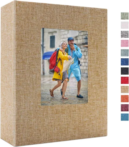 Vista 38 de Vienrose - Álbum de fotos de 4 x 6 pulgadas, 100 páginas, cubierta de lino con ventana frontal, para bebés, bodas, familias, niños y aniversarios