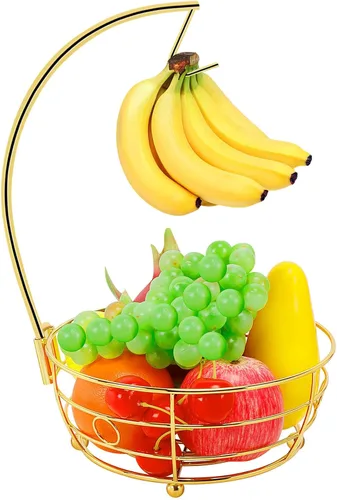 Vista 11 de Livabber - Frutero de encimera con colgador de plátanos, cuenco moderno de almacenamiento de frutas y verduras, con soporte de árbol de plátano
