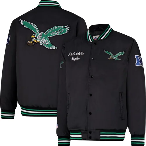 Vista 30 de Ultra Game Chaqueta de satén oficial de la NFL Supreme Heritage para hombre Negro