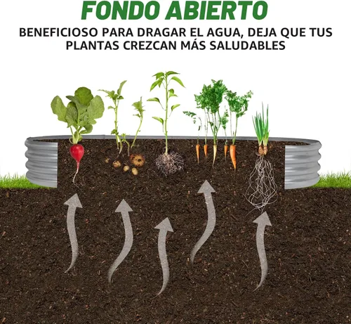 Vista 6 de Rakukiri Jardinera elevada con certificación GRS galvanizada para exteriores, maceta ovalada de metal resistente a la putrefacción de 5 pies, maceta