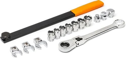Vista 2 de GEARWRENCH Juego de herramientas de cinturón serpentino de 15 piezas con llave de trinquete de cabeza flexible de bloqueo - 89000