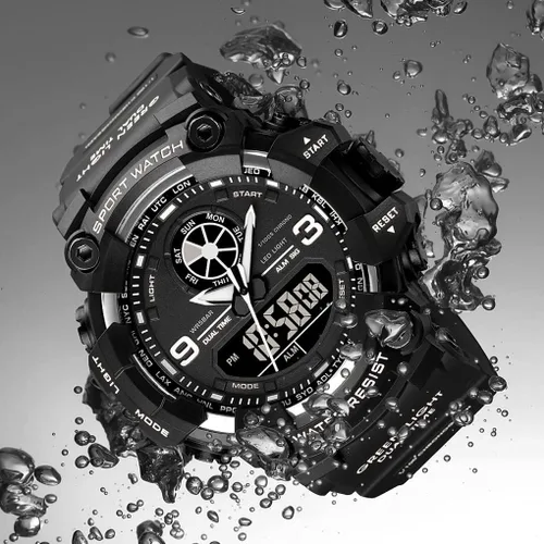Vista 4 de zolohoni Relojes militares para hombre, relojes de pulsera para hombre, relojes analógicos digitales para deportes, grandes regalos de 1224 horas