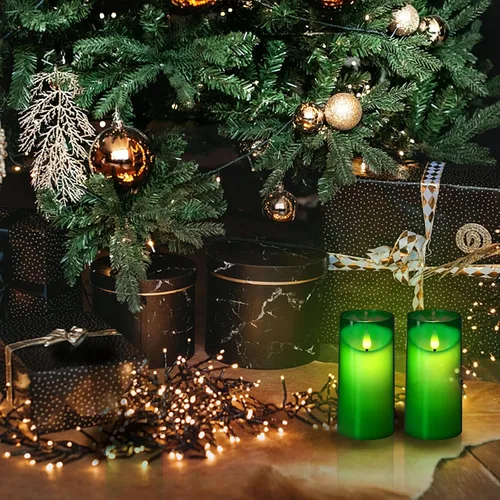 Vista 3 de NURADA Velas parpadeantes sin llama de 3 x 6 pulgadas Velas LED de vidrio irrompible con pilar Velas de acrílico con control remoto y temporizador