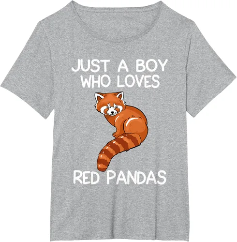 Vista 90 de Just A Boy Who Loves Red Pandas Gift - Camiseta con diseño de panda roja, Negro, S