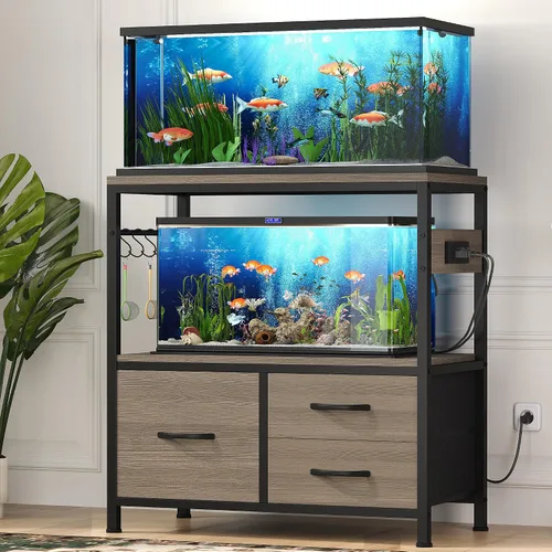 Vista 12 de Heybly Soporte para tanque de peces de 5-10 galones con cajón, toma de Negro