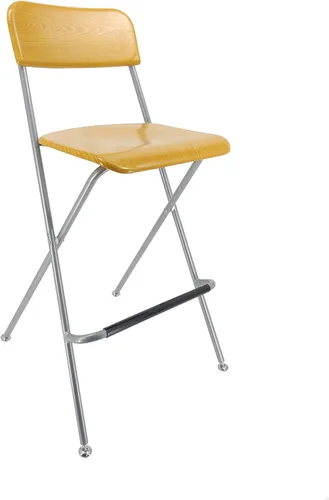 Vista 3 de FixtureDisplays® Silla alta plegable Taburete de bar Silla plegable de metal de madera Dos paquetes 11036-NF