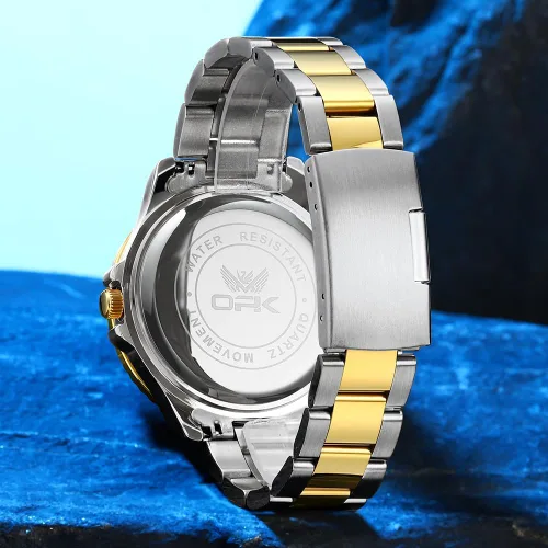 Vista 8 de OPK Mens Watch Simple Fashion Diamonds Stainless Steel Analog Men Wrist Watch Diamond Large Dial Waterproof Date Casual Watch for Man