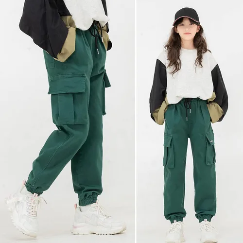 Vista 8 de MINI PANDA Pantalones para niñas, elásticos, holgados, tallas 6-16, de moda