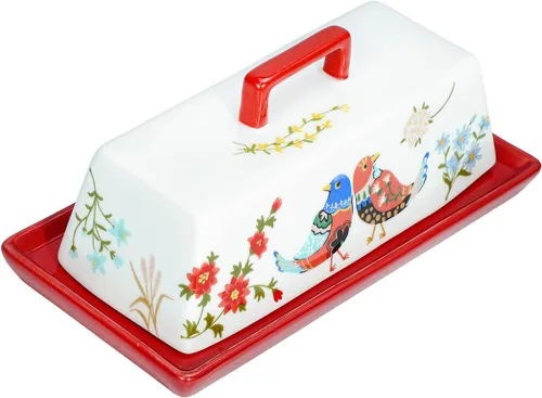 Vista 4 de Sizikato Mantequillera de porcelana con tapa, negro puro, 7.5 pulgadas