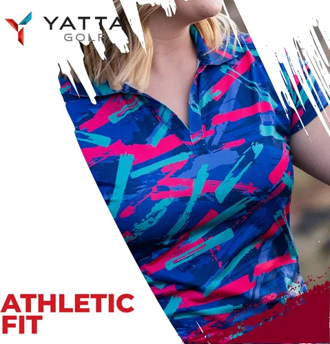 Vista 7 de YATTA GOLF Polo de golf para mujer, resistente a las arrugas, absorbe la humedad y cuello en V para mujer